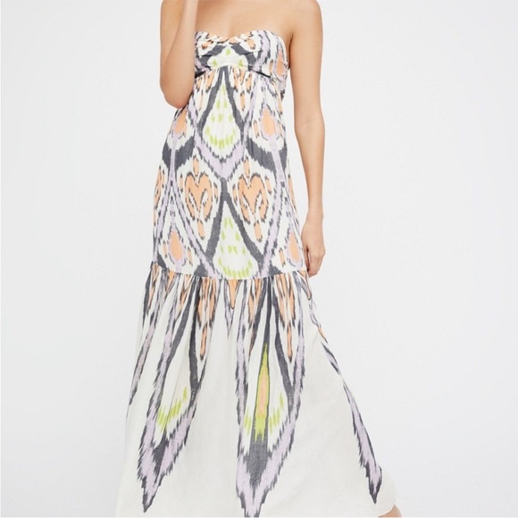 Free People Mojave Aztec Strapless Tie Smocked Open Back Maxi Dress - Picture 11 of 11